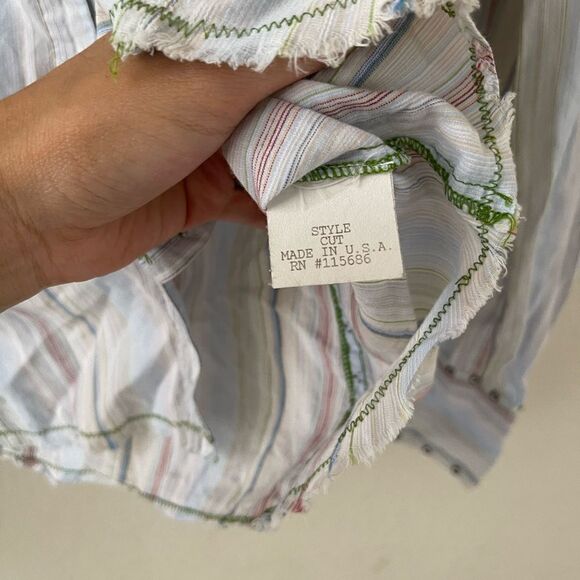 Johnny was striped studded embroidered‎ button down - Picture 5 of 12